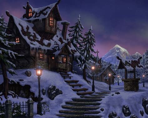 Snow Home In 2020 Snow Night Fantasy Landscape Fantasy Art