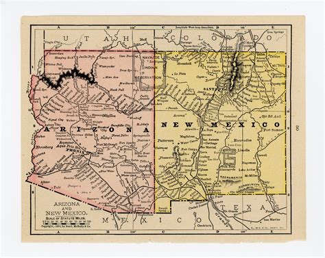 1911 Vintage Atlas Map Page Colorado On One Side Arizona New Mexico
