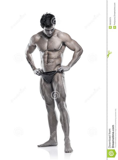 Strong Athletic Man Fitness Model Torso Showing Muscular Body Stock