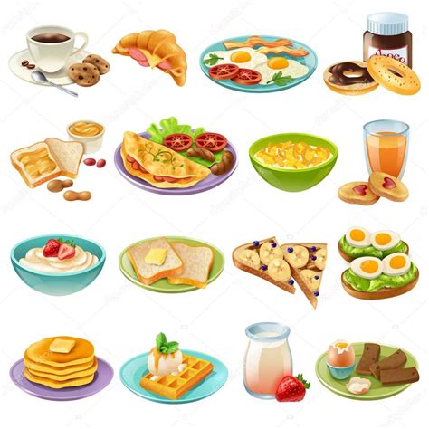 Mark wrote in to ask for some flashcards for breakfast, lunch and dinner (the latter to go with the mr wolf lesson!) ok, just updated it to have a sandwich for lunch, fruit for afternoon snacks and a couple more cards for. Petit déjeuner Brunch Menu alimentaire Icons Set — Image ...