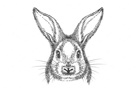 Bunny face live partie 2 popup sound éphémère. Vintage hand drawn bunny face sketch ~ Illustrations ...