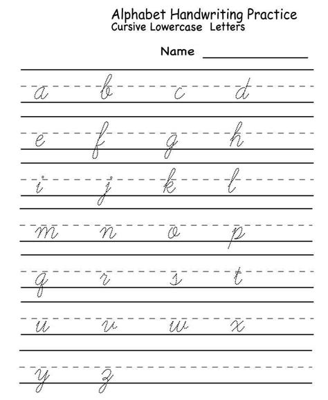 Lowercase Cursive Kindergarten Handwriting Worksheets Cursive