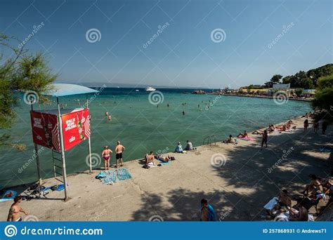 bacvice beach in split crotia editorial photo image of stone green 257868931