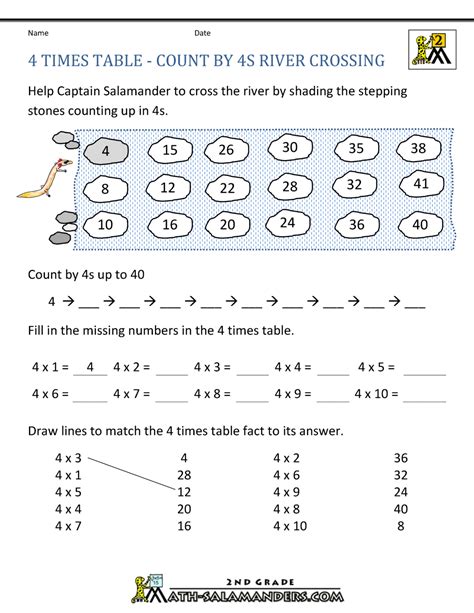 Multiplication 4 Times Table Worksheet Jenny Schokomuffin