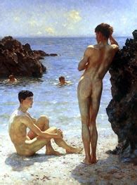 A Bathing Group Tuke Painting Reproduction Topofart