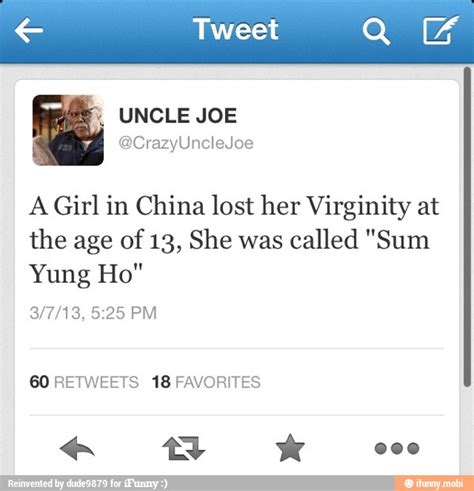 E Tweet On Ii A Girlin China Lost Her Virginity At The Age Of 13 She Was Called Sum Yung Ho