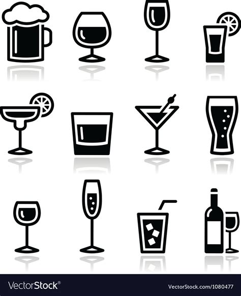 Drink Alcohol Beverage Icons Set Royalty Free Vector Image