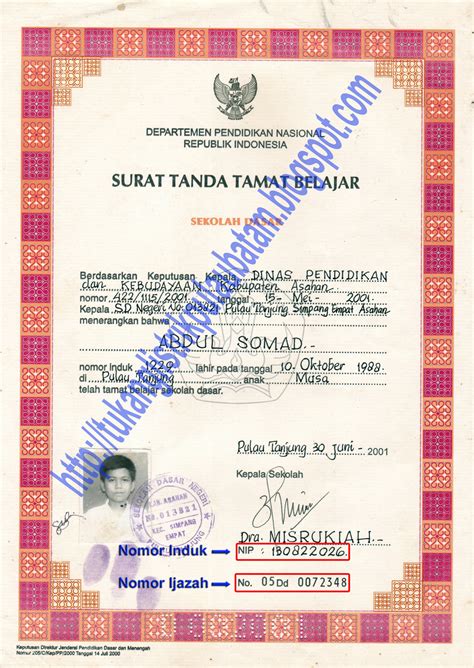 Contoh Nomor Ijazah Sma