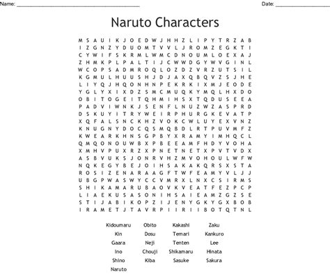 Printable Naruto Crossword Puzzles Printable Crossword Puzzles