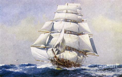 Clipper Sailing Ship Under Full Sail Painting By Mary