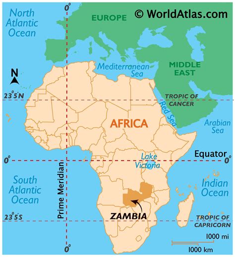 Zambia Latitude Longitude Absolute And Relative Locations World Atlas