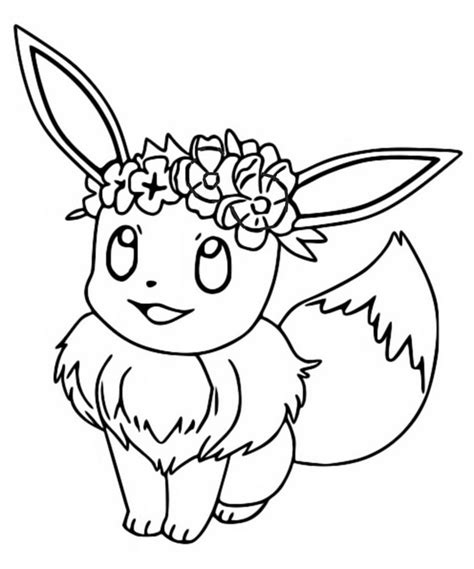 Coloring Page Pokémon Eevee Flowers 31