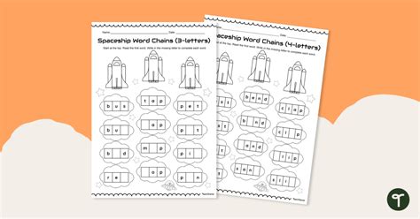 Spaceship Word Chains Worksheets Teach Starter