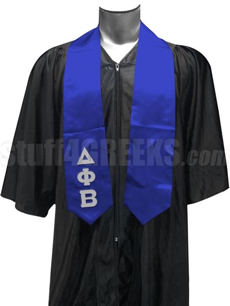 Royal Blue Delta Phi Beta Satin Graduation Stole With The Greek Letters