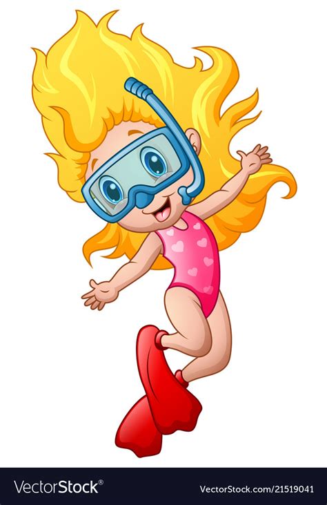 Snorkeling Girl Cartoon Royalty Free Vector Image