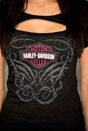 Harley Davidson Womens Pink B Slash Chest Black Short Sleeve T Shirt