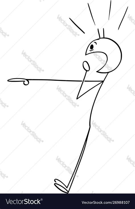 Cartoon Shocked Man Pointing At Something Vector Image On Vectorstock