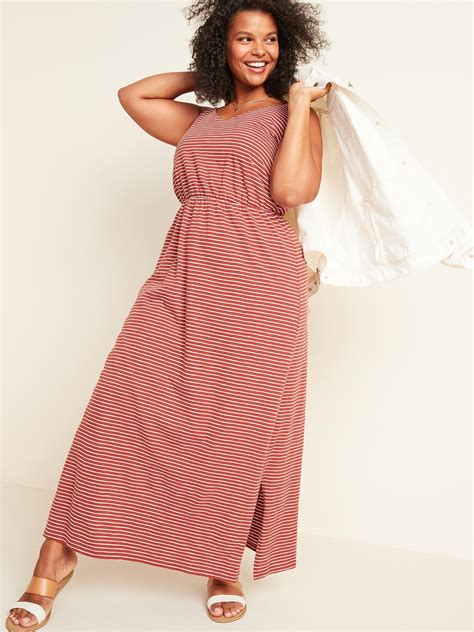 Waist Defined Striped Jersey Plus Size Cami Maxi Dress Old Navy
