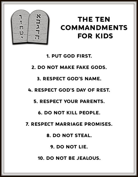 10 Commandments Kids Version No Hassle Pdf Download Bible Lessons