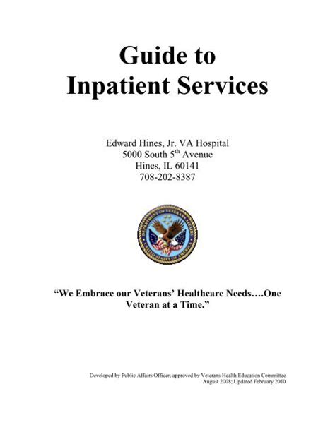 Guide To Inpatient Services Edward Hines Jr Va Hospital