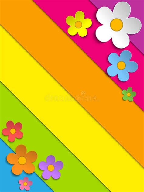 Beautiful Spring Flowers Rainbow Background Stock Vector Illustration