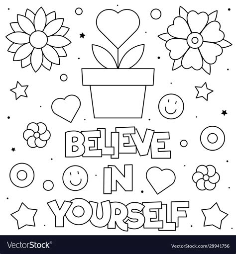 Believe In Yourself Coloring Page Royalty Free Vector Image