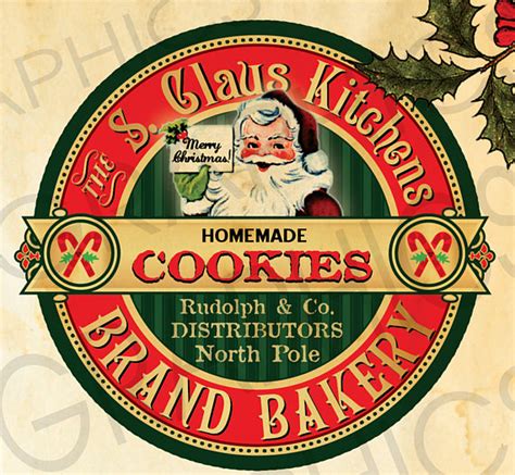 Cinnamon and cardamom flavor these little shortbread nuggets. Vintage Christmas Cookies Label Christmas Printable Image