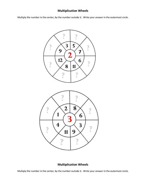 Multiplication Wheels Free Printable