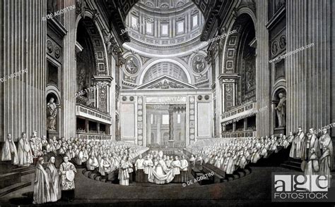 Pope Pius Ix 1792 1878 And Bishops Opening The First Vatican Council