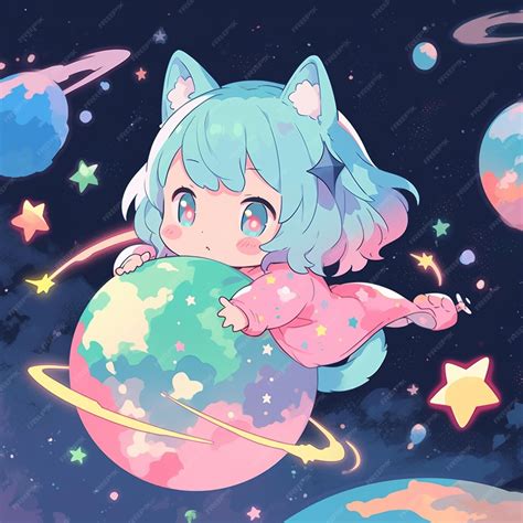 Premium Ai Image Anime Girl With Blue Hair And Cat Ears Holding A