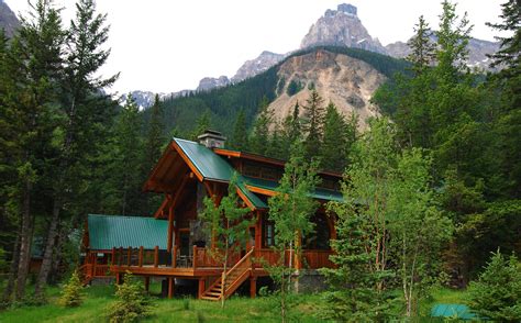 Nature Landscape Mountain Trees Forest House Alberta Canada