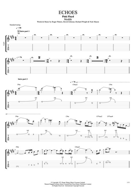 Echoes By Pink Floyd Full Score Guitar Pro Tab