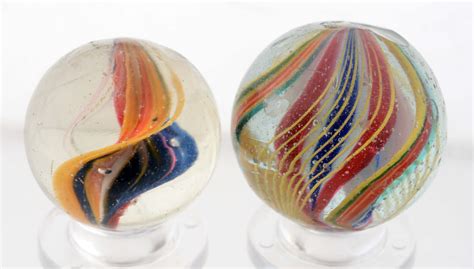 Lot Detail Lot Of 2 Handmade Marbles