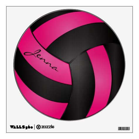 Hot Pink And Black Personalize Volleyball Wall Sticker