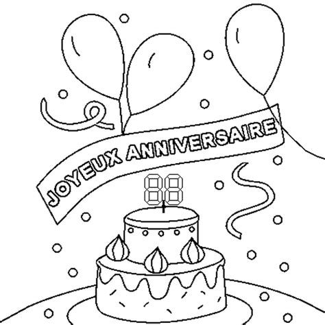 Colorie le dessin pour souhaiter un joyeux à anniversaire à quelqu'un