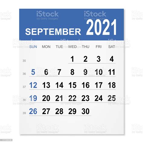 September 2021 Calendar Stock Illustration Download Image Now 2021