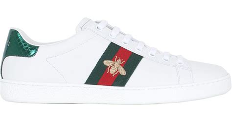 Gucci New Ace Embroidered Bee Leather Sneakers In White Save 1