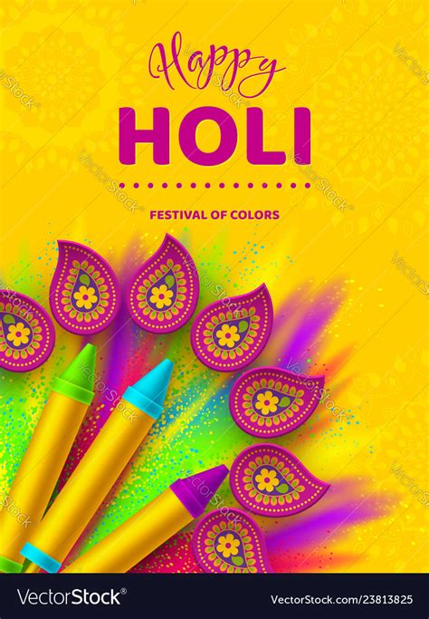 Happy Holi Colorful Design For Festival Colors Vector Image