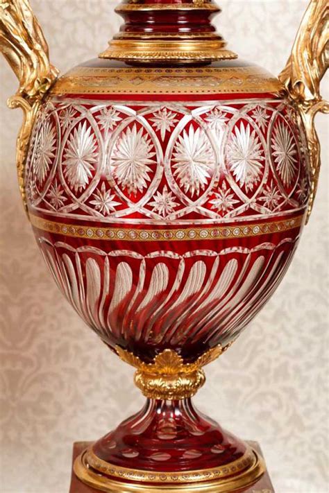 Pair Cut Glass Antique French Empire Maiden Vases Porcelain Base ...