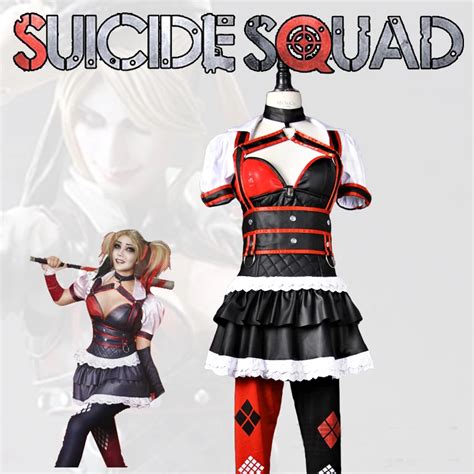the arkham asylum for the criminally insane suicide squad harley quinn cosplay costume pu dress