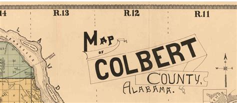 Colbert County Alabama 1896 Old Wall Map With Landowner Etsy