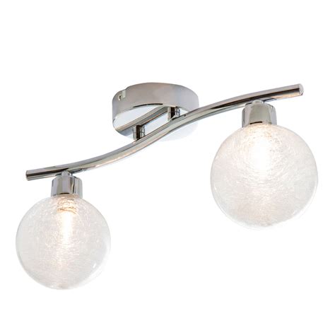 This ceiling light has domed, facetted bead design which reflects light around a room beautifully and it is perfect for giving your room an elegant touch. Onnes Chrome effect 2 Lamp Spotlight - B&Q for all your ...