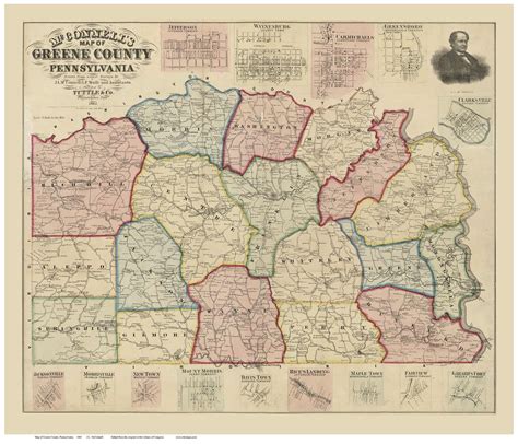 Greene County Pennsylvania 1865 Old Map Reprint Old Maps