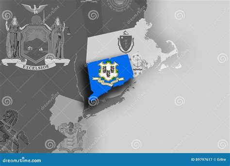 Connecticut Map And Flag Stock Illustration Illustration Of Background