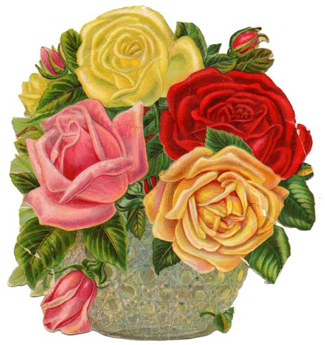Leaping Frog Designs Victorian Scrap Rose Bouquet Free Png Image