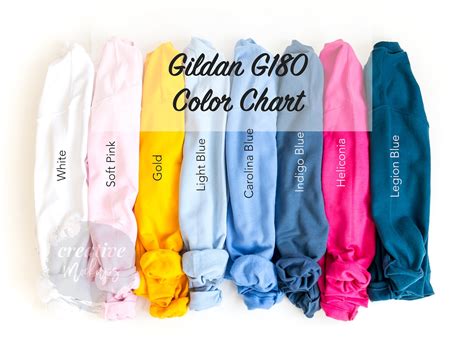 Gildan G180 Color Chart