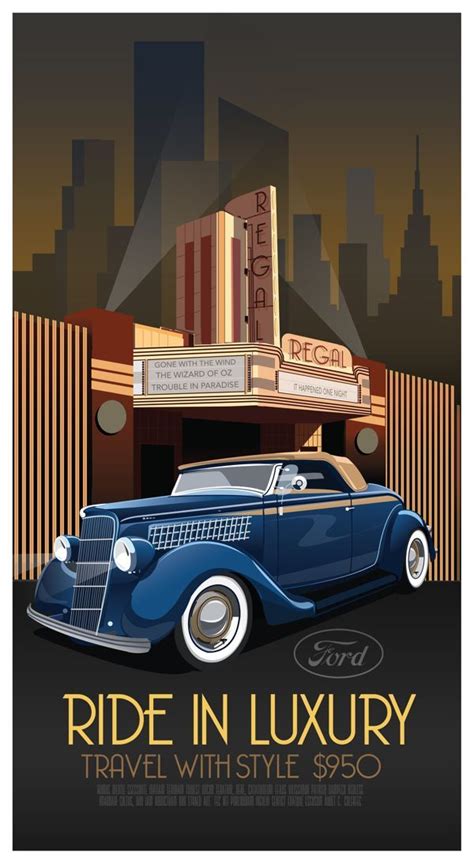 Art Deco Car Poster By Derek Walker Via Behance Art Deco Or Deco Is