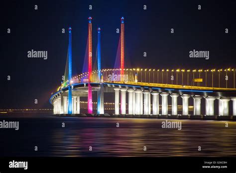 2nd Penang Bridge Light Up George Town Malaysia Stock Photo Alamy