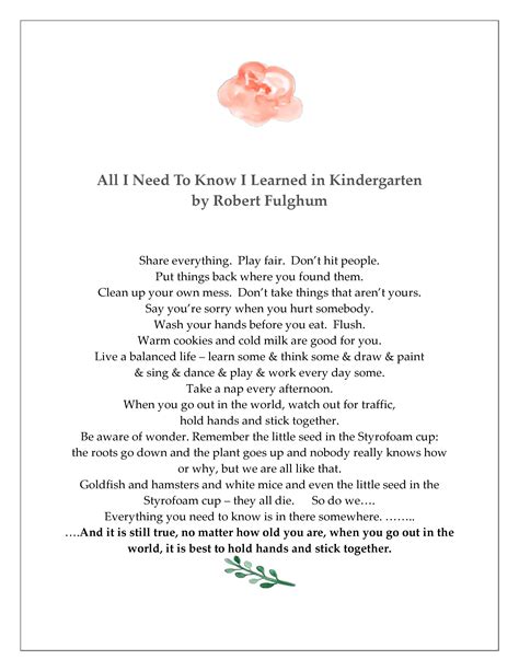 All I Need To Know I Learned In Kindergarten Comfort Spring