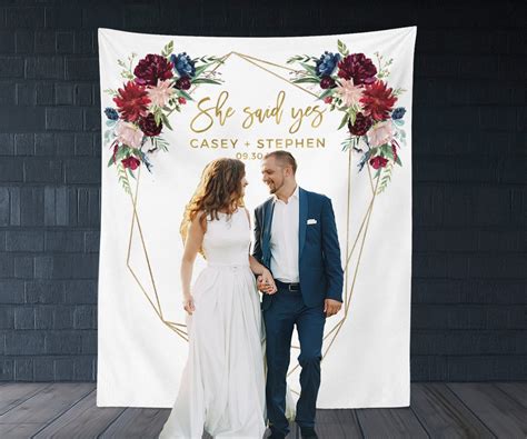 She Said Yes Banner Engagement Party Backdrop She Said Yes Etsy